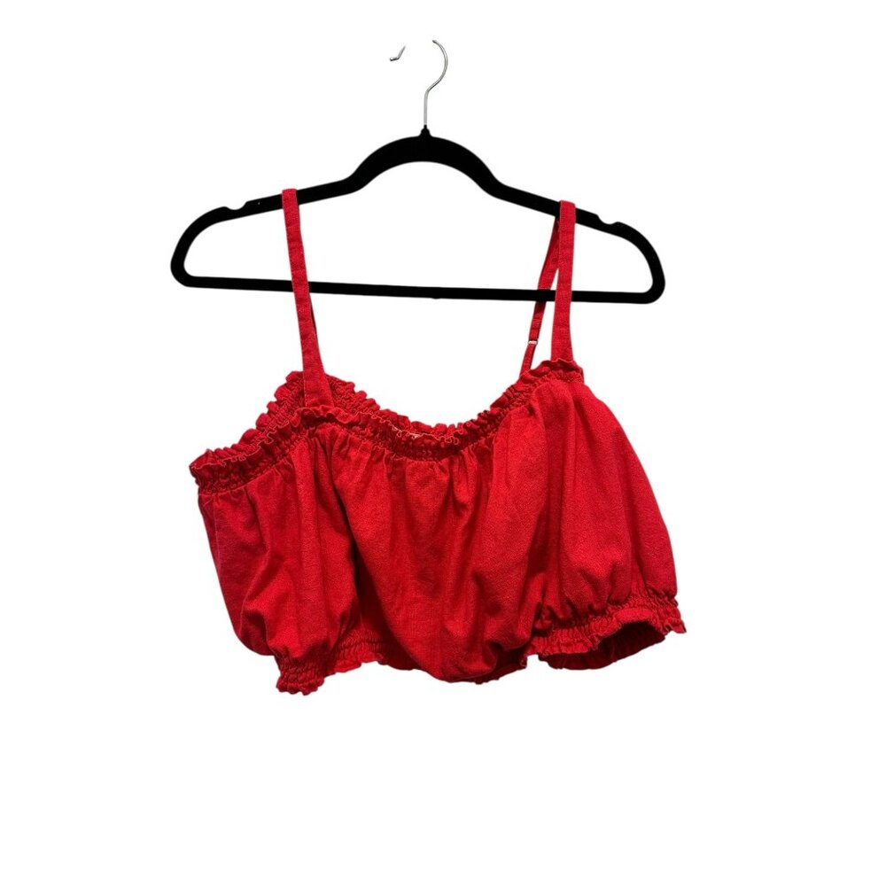 Abercrombie & Fitch Womens Pink Adjustable Strap Smocked Crop Top XXL